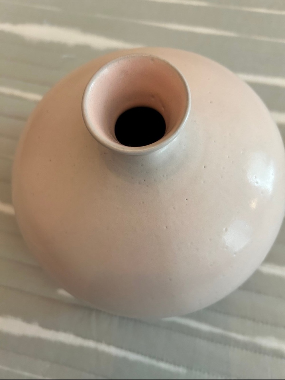 Crate & Barrel Mireya Blush Pink Terracotta Round Vase Made in Portugal